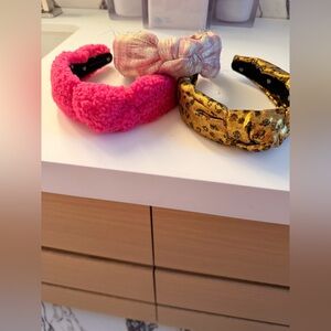 Set of 3 authentic Lele Sadoughi Gold  Headband,
Love shack fancy, + shearling